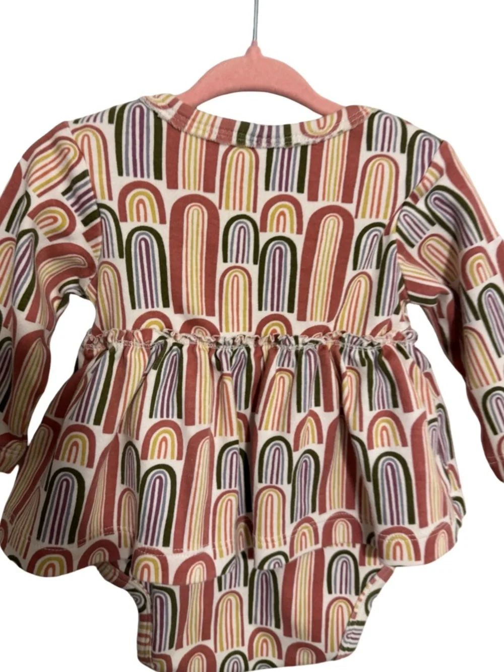 Kate Quinn Rainbow Bubble Skirt Bell Sleeve Dress 6-12 Months Organic Cotton